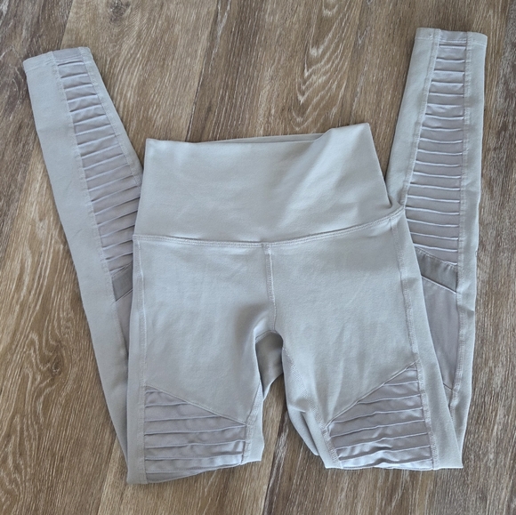 Alo Moto Legging High Waist Breathable Micro Performance Double Knit Fabric Grey - Picture 14 of 14